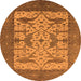 Round Machine Washable Oriental Orange Industrial Area Rugs, wshurb1629org