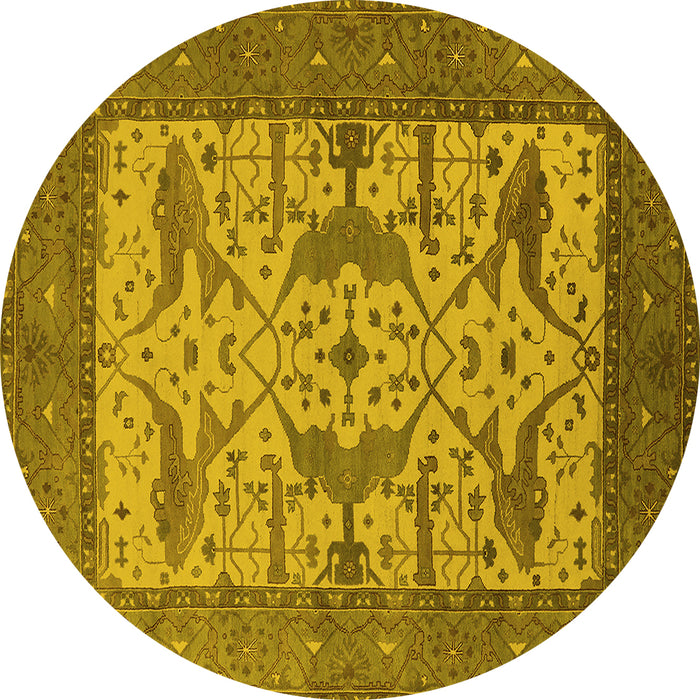 Round Oriental Yellow Industrial Rug, urb1629yw