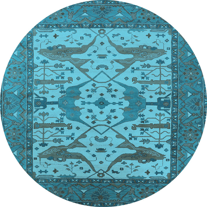 Round Oriental Light Blue Industrial Rug, urb1629lblu