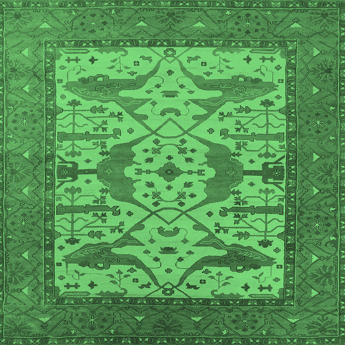 Square Machine Washable Oriental Emerald Green Industrial Area Rugs, wshurb1629emgrn