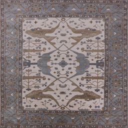 Square Mid-Century Modern Rosy Brown Pink Oriental Rug, urb1629