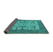 Sideview of Oriental Turquoise Industrial Rug, urb1629turq