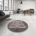 Round Machine Washable Industrial Modern Rosy Brown Pink Rug in a Office, wshurb1629