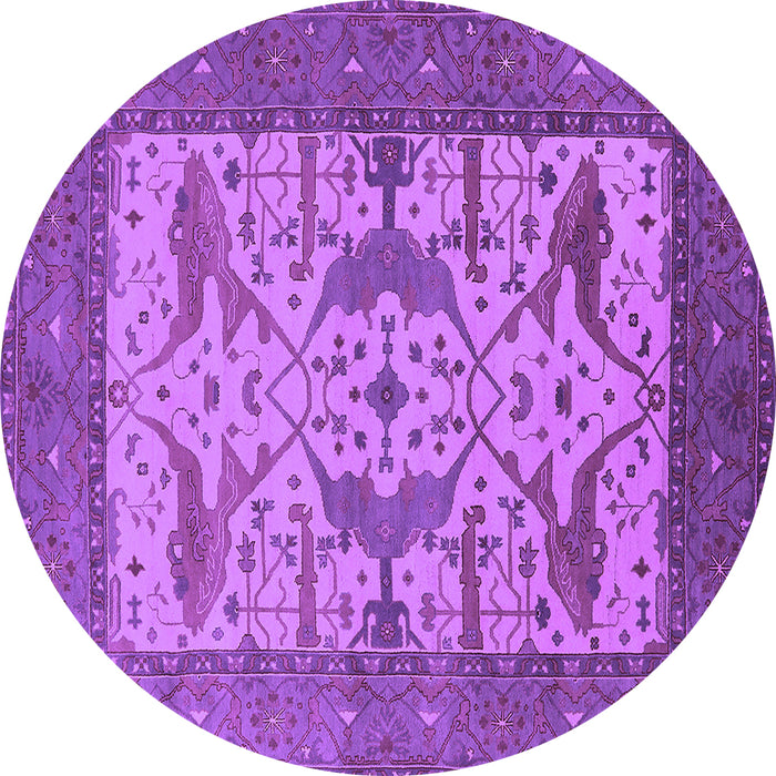 Round Machine Washable Oriental Purple Industrial Area Rugs, wshurb1629pur
