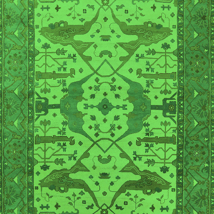 Machine Washable Oriental Green Industrial Area Rugs, wshurb1629grn