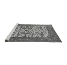 Sideview of Machine Washable Oriental Gray Industrial Rug, wshurb1629gry