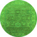 Round Oriental Green Industrial Rug, urb1630grn