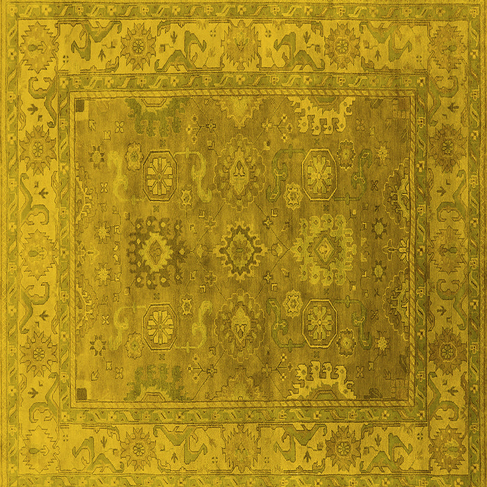 Square Machine Washable Oriental Yellow Industrial Rug, wshurb1630yw