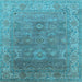 Square Machine Washable Oriental Light Blue Industrial Rug, wshurb1630lblu