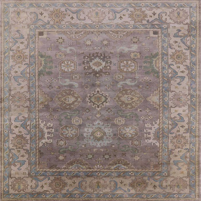 Square Mid-Century Modern Puce Purple Oriental Rug, urb1630