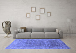 Machine Washable Oriental Blue Industrial Rug in a Living Room, wshurb1630blu