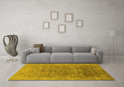 Machine Washable Oriental Yellow Industrial Rug in a Living Room, wshurb1630yw