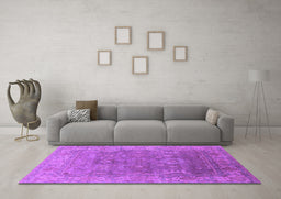 Machine Washable Oriental Purple Industrial Area Rugs in a Living Room, wshurb1630pur