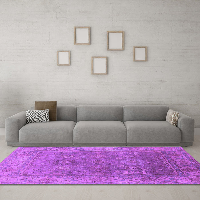 Machine Washable Oriental Purple Industrial Area Rugs in a Living Room, wshurb1630pur