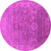 Round Machine Washable Oriental Pink Industrial Rug, wshurb1630pnk