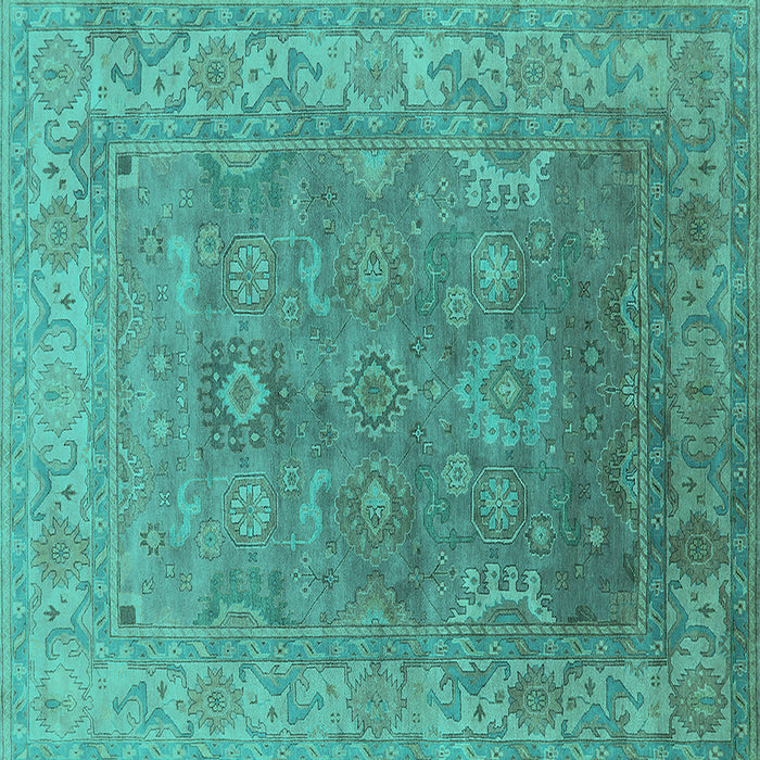 Square Oriental Turquoise Industrial Rug, urb1630turq
