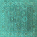 Square Oriental Turquoise Industrial Rug, urb1630turq