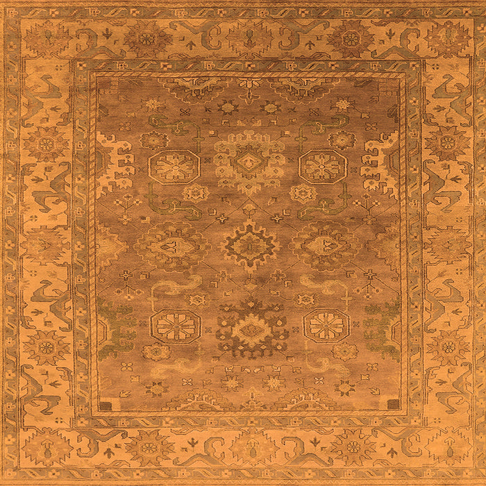 Square Machine Washable Oriental Orange Industrial Area Rugs, wshurb1630org