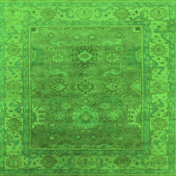 Square Machine Washable Oriental Green Industrial Area Rugs, wshurb1630grn