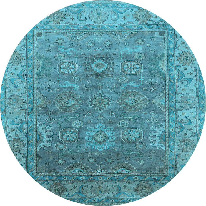 Round Oriental Light Blue Industrial Rug, urb1630lblu