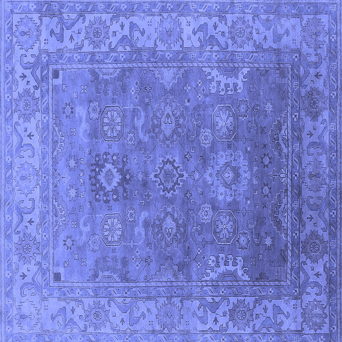 Square Machine Washable Oriental Blue Industrial Rug, wshurb1630blu