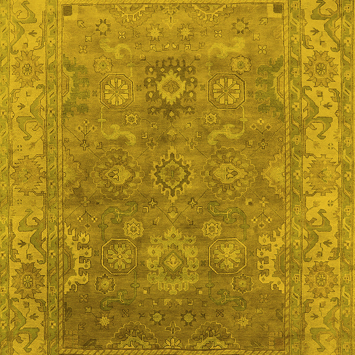 Machine Washable Oriental Yellow Industrial Rug, wshurb1630yw