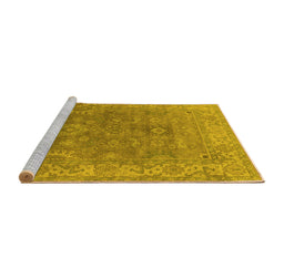 Sideview of Machine Washable Oriental Yellow Industrial Rug, wshurb1630yw