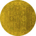 Round Oriental Yellow Industrial Rug, urb1630yw