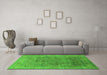 Machine Washable Oriental Green Industrial Area Rugs in a Living Room,, wshurb1630grn