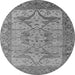 Round Oriental Gray Industrial Rug, urb1631gry