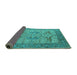 Sideview of Oriental Turquoise Industrial Rug, urb1631turq