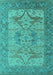 Machine Washable Oriental Turquoise Industrial Area Rugs, wshurb1631turq