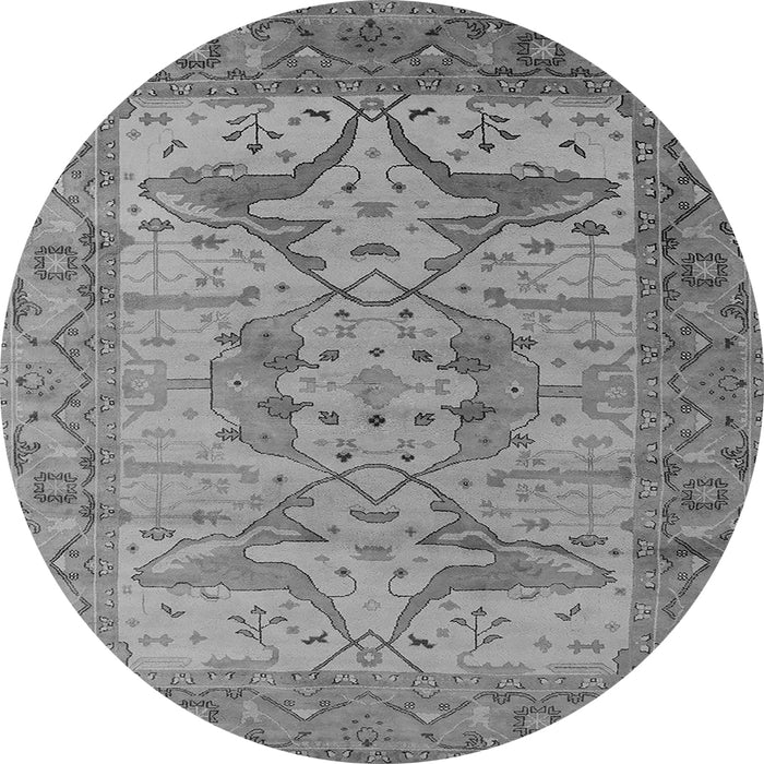 Round Machine Washable Oriental Gray Industrial Rug, wshurb1631gry