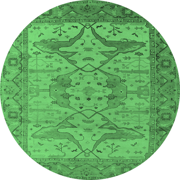 Round Oriental Emerald Green Industrial Rug, urb1631emgrn