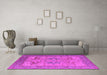 Machine Washable Oriental Pink Industrial Rug in a Living Room, wshurb1631pnk