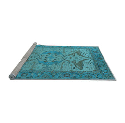 Sideview of Machine Washable Oriental Light Blue Industrial Rug, wshurb1631lblu