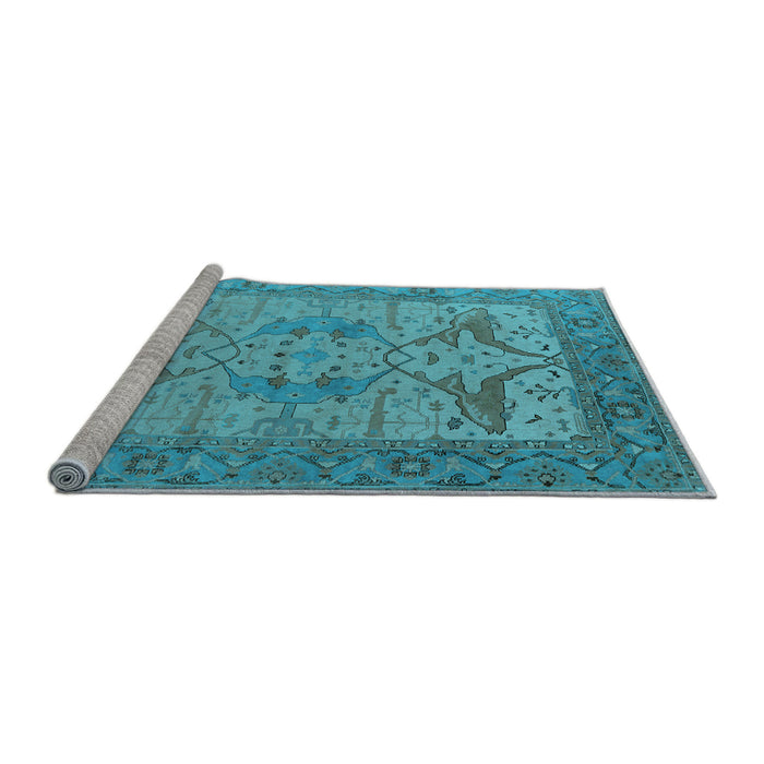 Sideview of Machine Washable Oriental Light Blue Industrial Rug, wshurb1631lblu