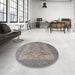 Round Machine Washable Industrial Modern Sandstone Brown Rug in a Office, wshurb1631