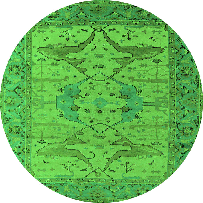 Round Oriental Green Industrial Rug, urb1631grn