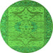 Round Oriental Green Industrial Rug, urb1631grn