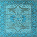 Square Oriental Light Blue Industrial Rug, urb1631lblu