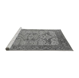 Sideview of Machine Washable Oriental Gray Industrial Rug, wshurb1631gry