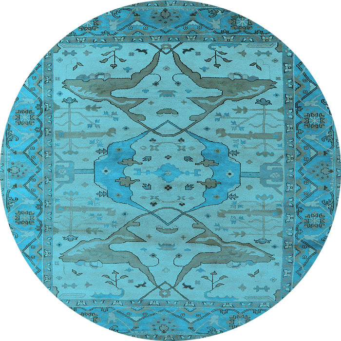 Round Oriental Light Blue Industrial Rug, urb1631lblu