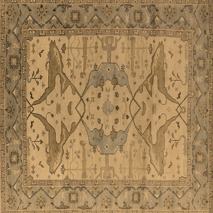 Square Oriental Brown Industrial Rug, urb1631brn