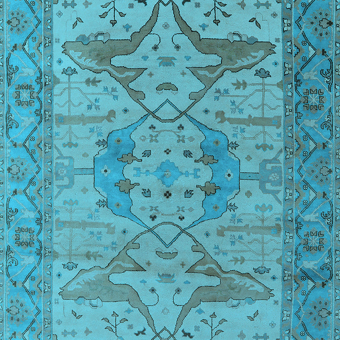 Machine Washable Oriental Light Blue Industrial Rug, wshurb1631lblu