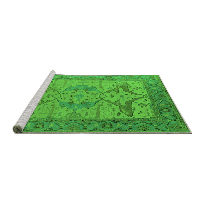 Sideview of Machine Washable Oriental Green Industrial Area Rugs, wshurb1631grn
