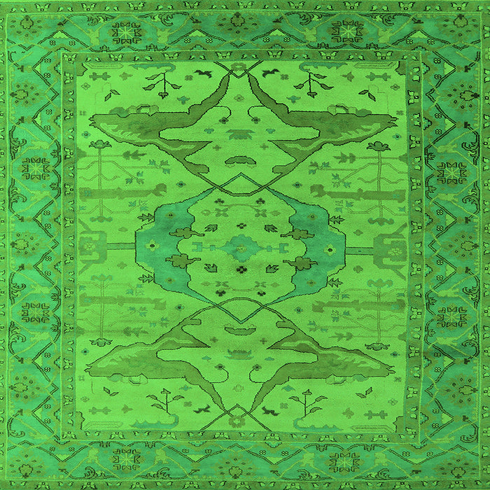Square Oriental Green Industrial Rug, urb1631grn