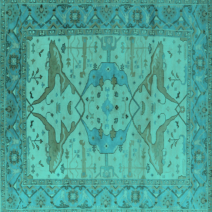 Square Oriental Turquoise Industrial Rug, urb1631turq