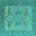 Square Oriental Turquoise Industrial Rug, urb1631turq