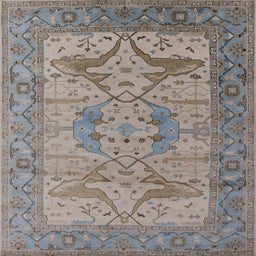 Square Mid-Century Modern Sandstone Brown Oriental Rug, urb1631